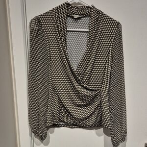 Green, Black & Beige Geometric Blouse